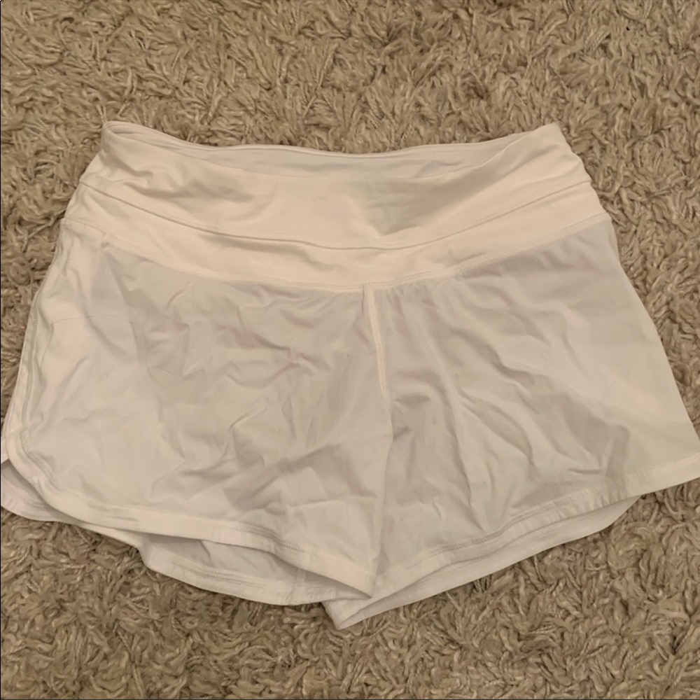 Lululemon White Long Run Shorts